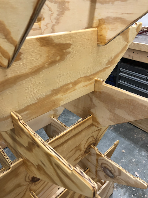 Note the different coloration on the finished area vs unfinished Finishing half applied