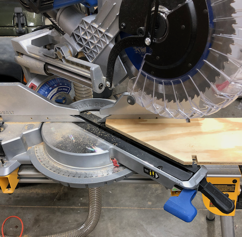 Stop block ended up just out of frame Mitre saws angles